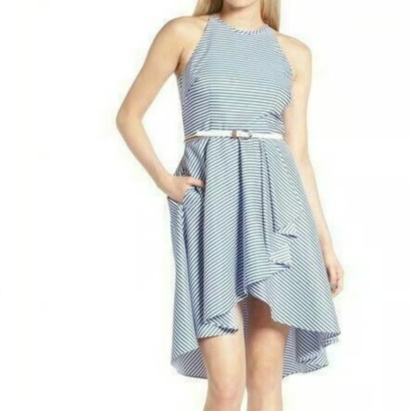 Eliza J Classic Stripe Hi/Low Dress 6 - Picture 7 of 10